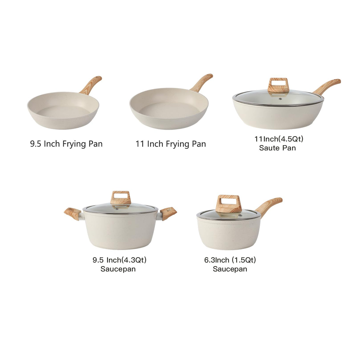 Anymark 16PCS Pots and Pans Set Non Stick Cookware