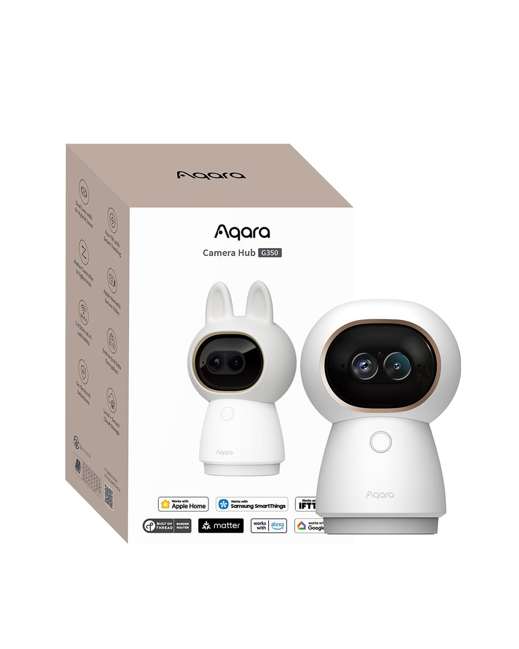 Aqara Indoor Security Camera G350, 4K UHD Dual-Lens Matter Camera Hub
