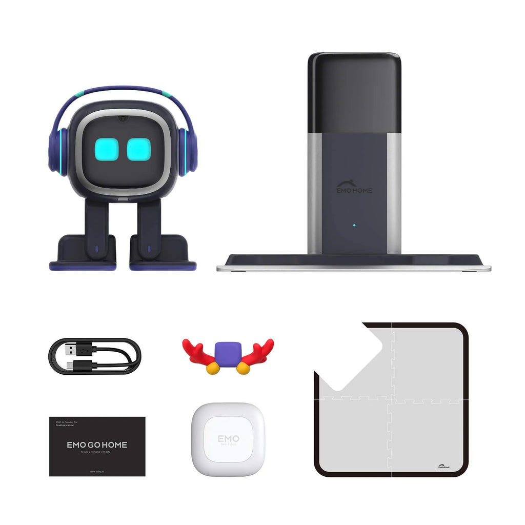 EMOPET AI Desk Robot Companion - ChatGPT Enabled with Voice Commands & Dance Feature, Interactive Robot Pet with Personality, Comes with Charging Home Station