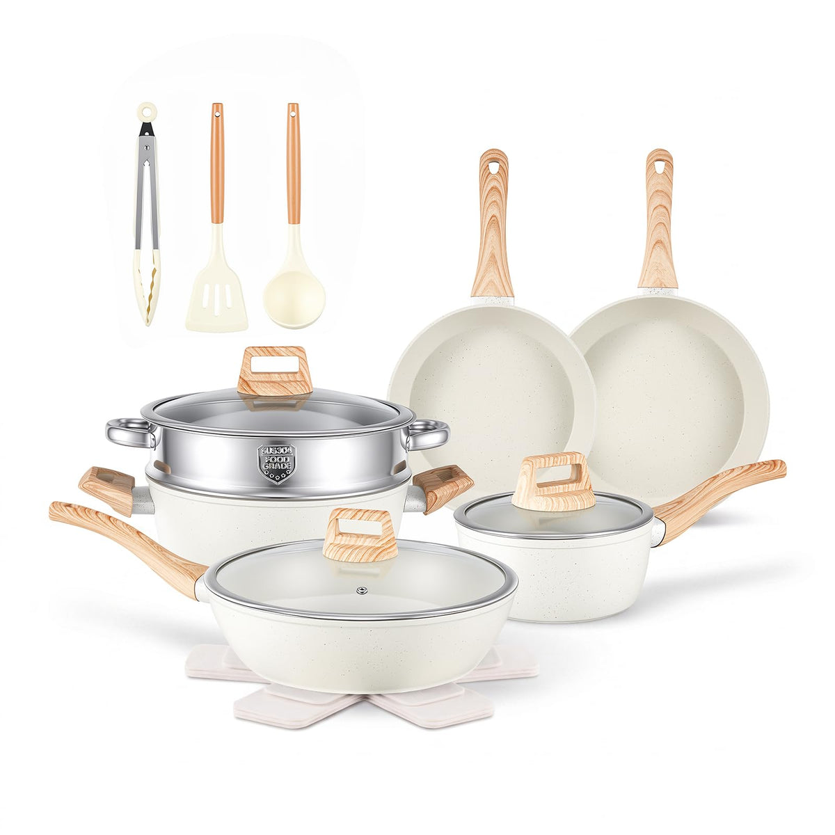Anymark 16PCS Pots and Pans Set Non Stick Cookware