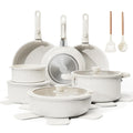 Bazova 22-Piece Pots and Pans Set Non Stick with Removable Handles, Ceramic Cookware Set, Large-Capacity & Non Toxic, Induction & RV Compatible, Dishwasher Safe, PFAS/PTFE/PFOA Free, White