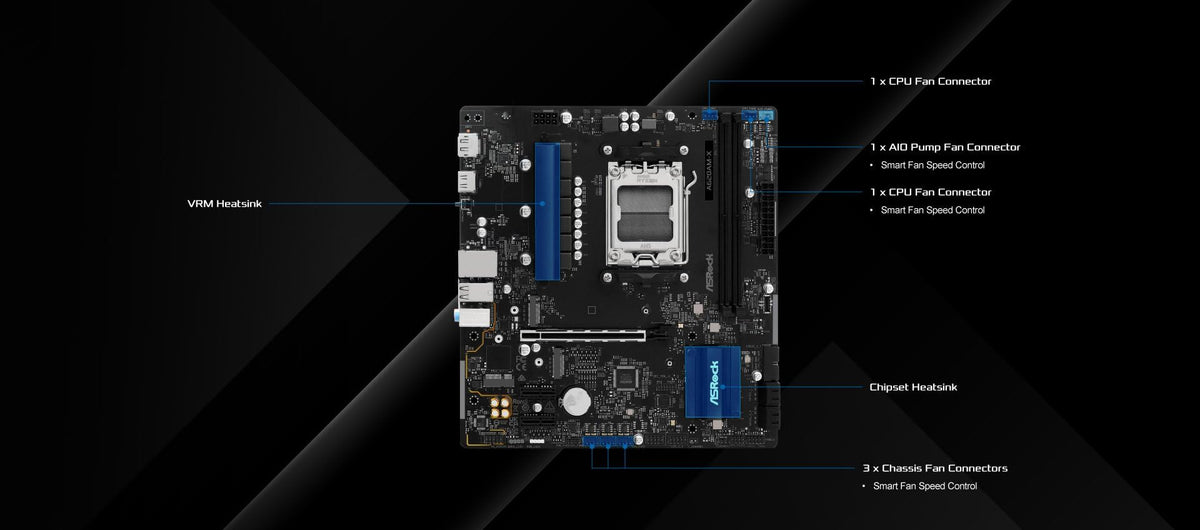 ASRock A620AM-X Micro-ATX Motherboard AMD AM5 Socket Supports Ryzen 9000/8000/7000 DDR5 8000+ OC PCIe 4.0 2.5G LAN BIOS Flashback