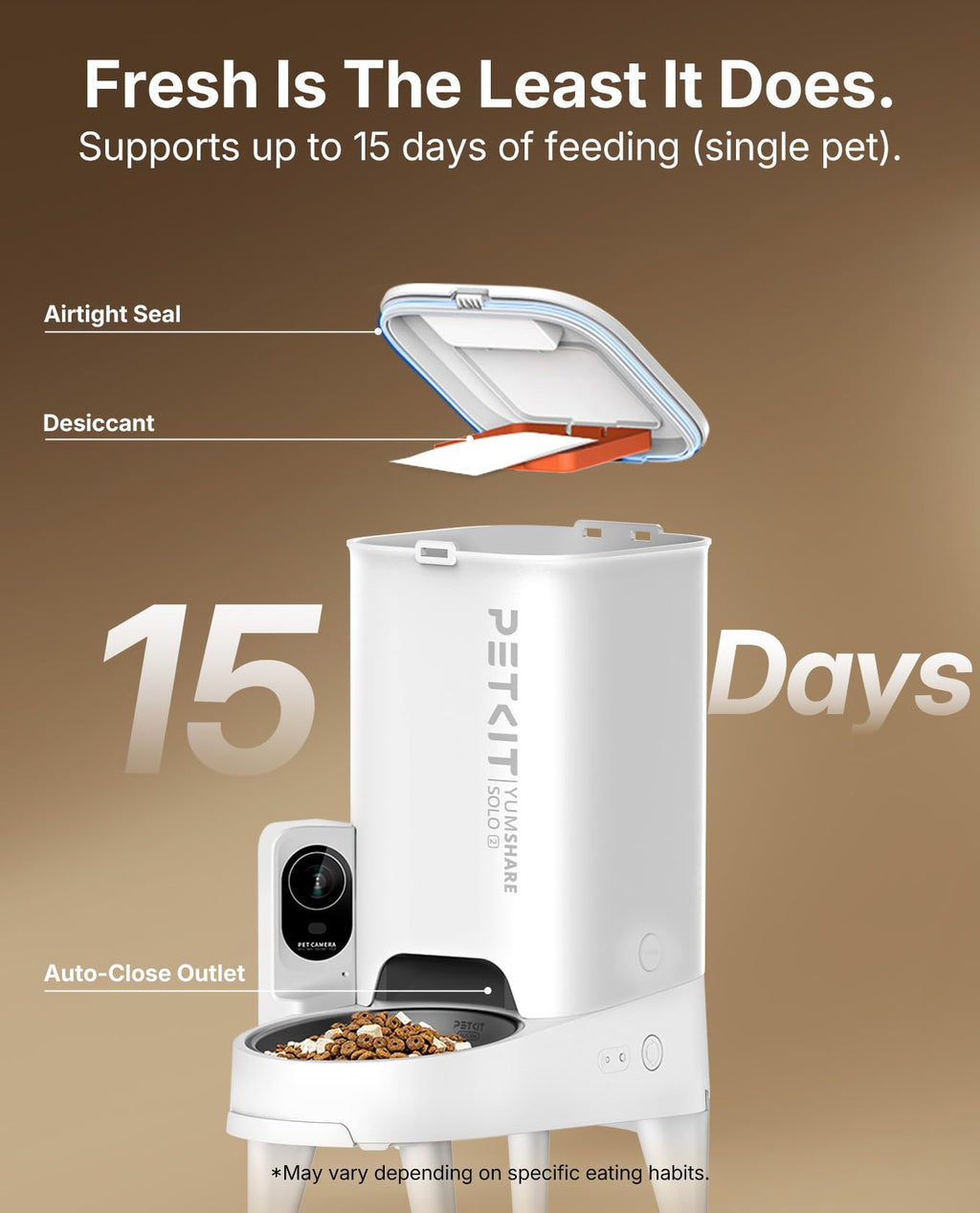 PETKIT Automatic Cat Feeder with Camera, Upgraded Multi-Cat Recognition, 2.4G&5G WiFi Pet Feeder with Freshness Preservation,3L Timed Food Dispenser with Low Food Sensor,Night Vision Motion Capturing