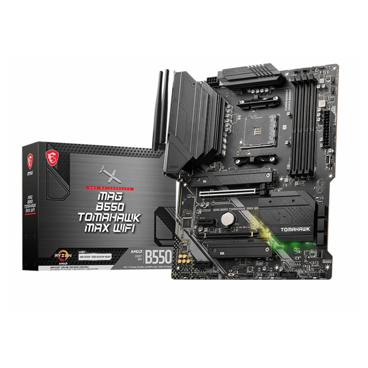 MSI MAG B550 Tomahawk MAX WiFi Gaming Motherboard (AMD Ryzen 5000 Series, AM4, DDR4, PCIe 4.0, SATA 6Gb/s, M.2, USB 3.2 Gen 2, HDMI/DP, Wi-Fi 6E, Bluetooth 5.2, 2.5Gbps LAN, ATX)