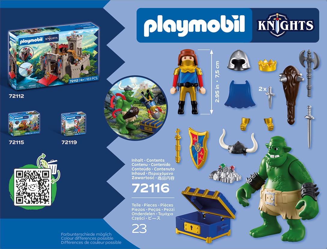 Playmobil | Knights | Troll with Lion Knight Treasure | Troll Figure with Movable Club and Treasure Chest | Knights Toy for Children Aged 4+ | 72116
