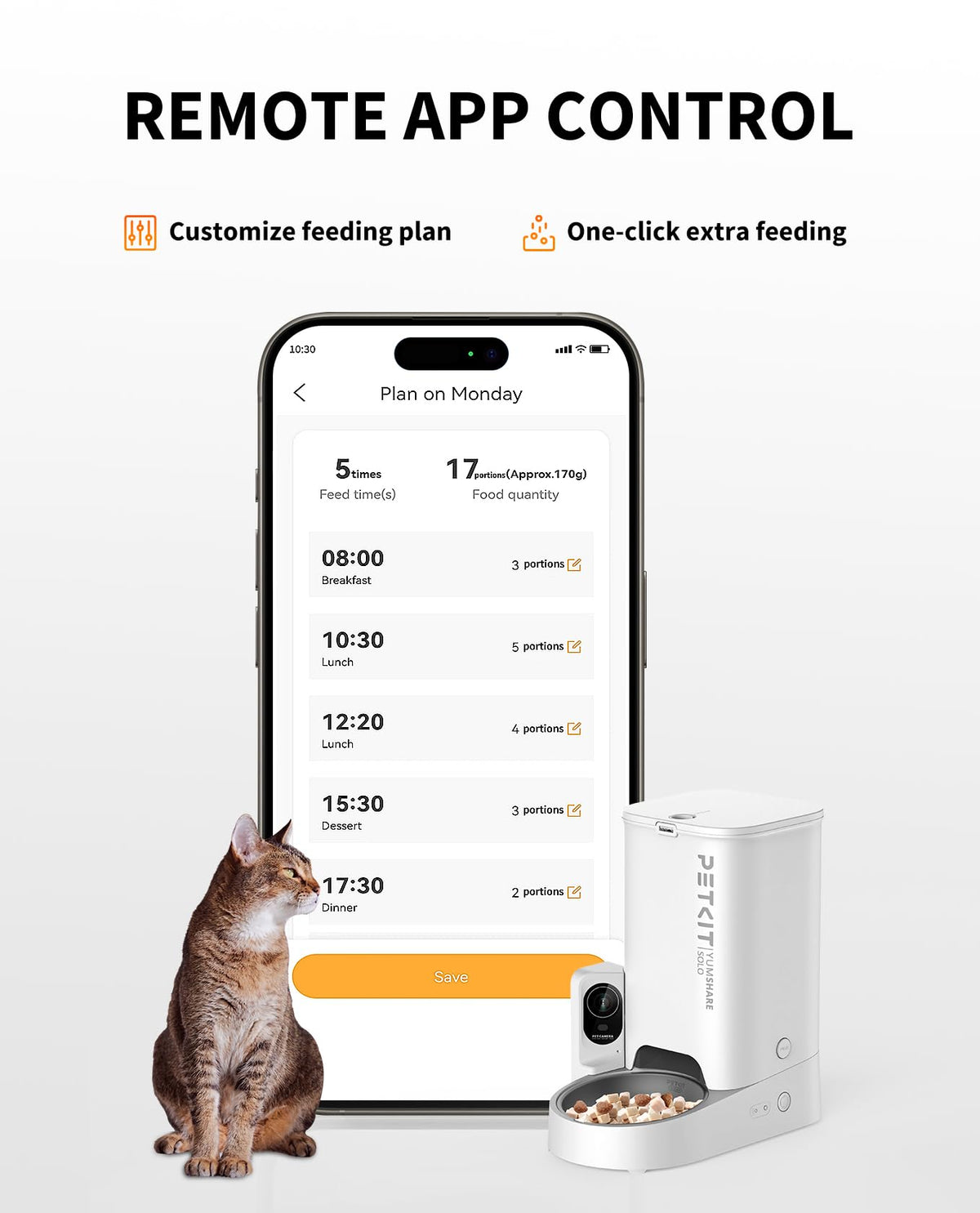 PETKIT Automatic Cat Feeder with Camera, 1080P HD Video with Night Vision, 2.4G WiFi Pet Feeder for Cat & Small Dog, 2-Way Audio & Meal Call Pet Food Dispenser with Desiccant Bag, Motion Capturing