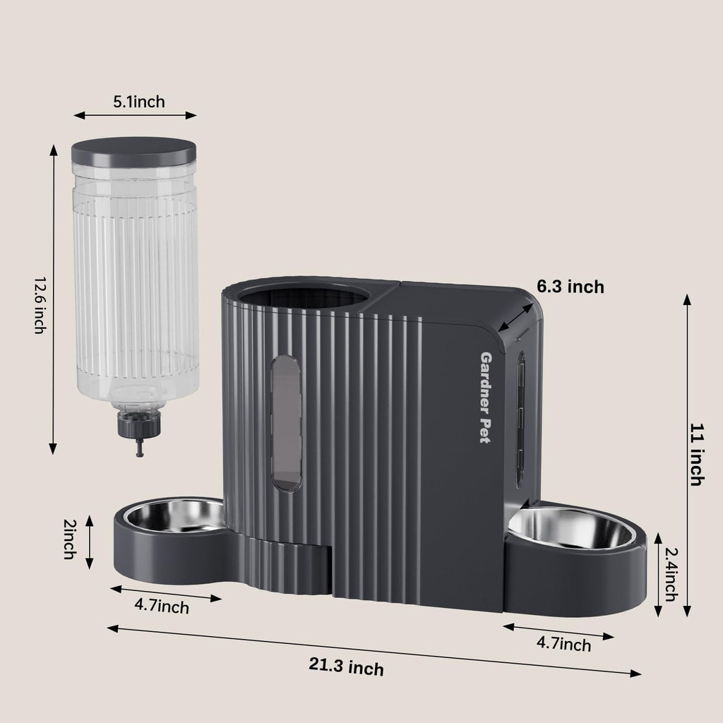 Gardner Pet Automatic Gravity Cat Food Feeder and Water Dispenser Stainless Steel Two-in-One Set Large Capacity Dispenser for Pets Dogs, Puppies, Kittens-(0.8 Gallons x 2)