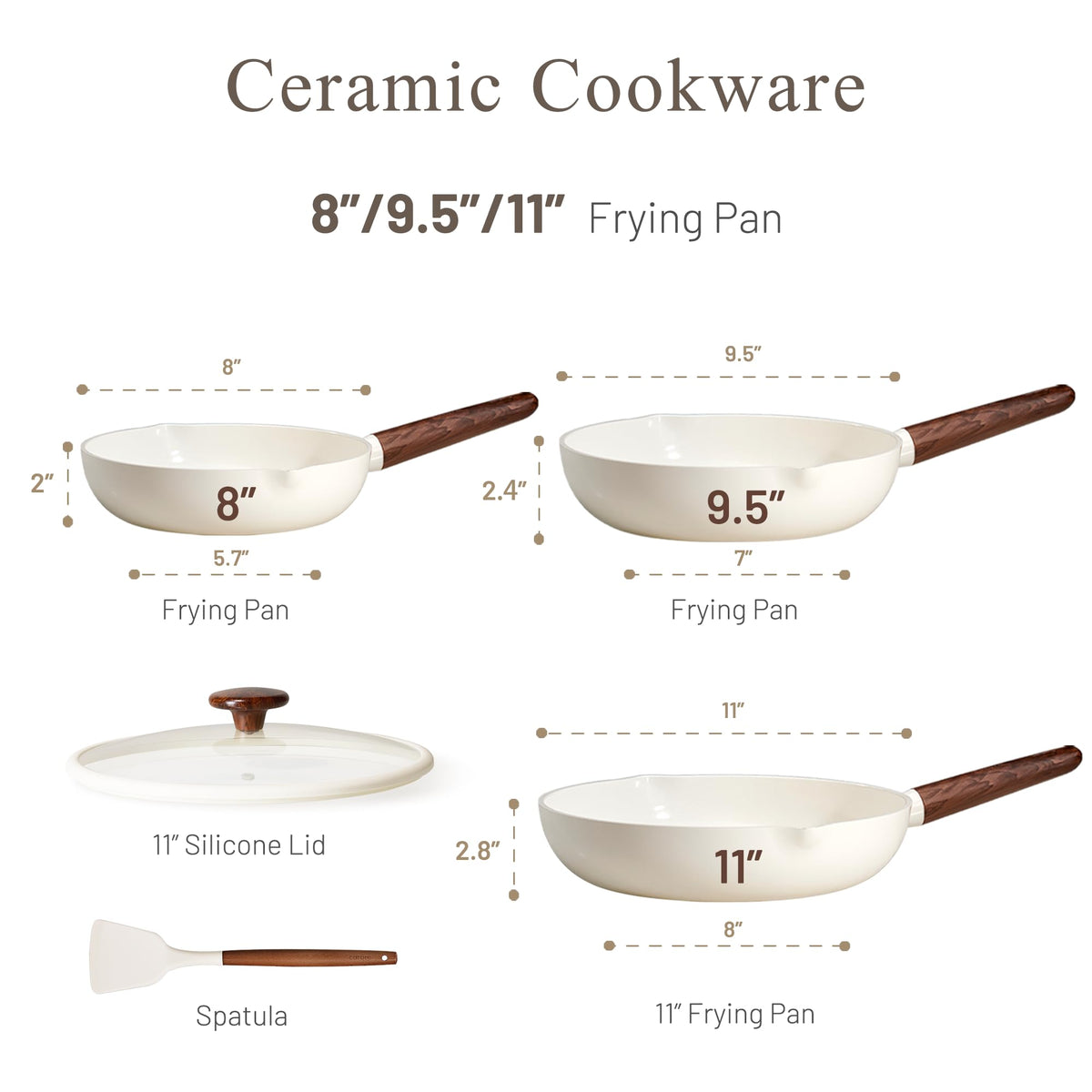 CAROTE Nonstick Frying Pans Skillets, 5 PCS Ceramic Coating Pans Set