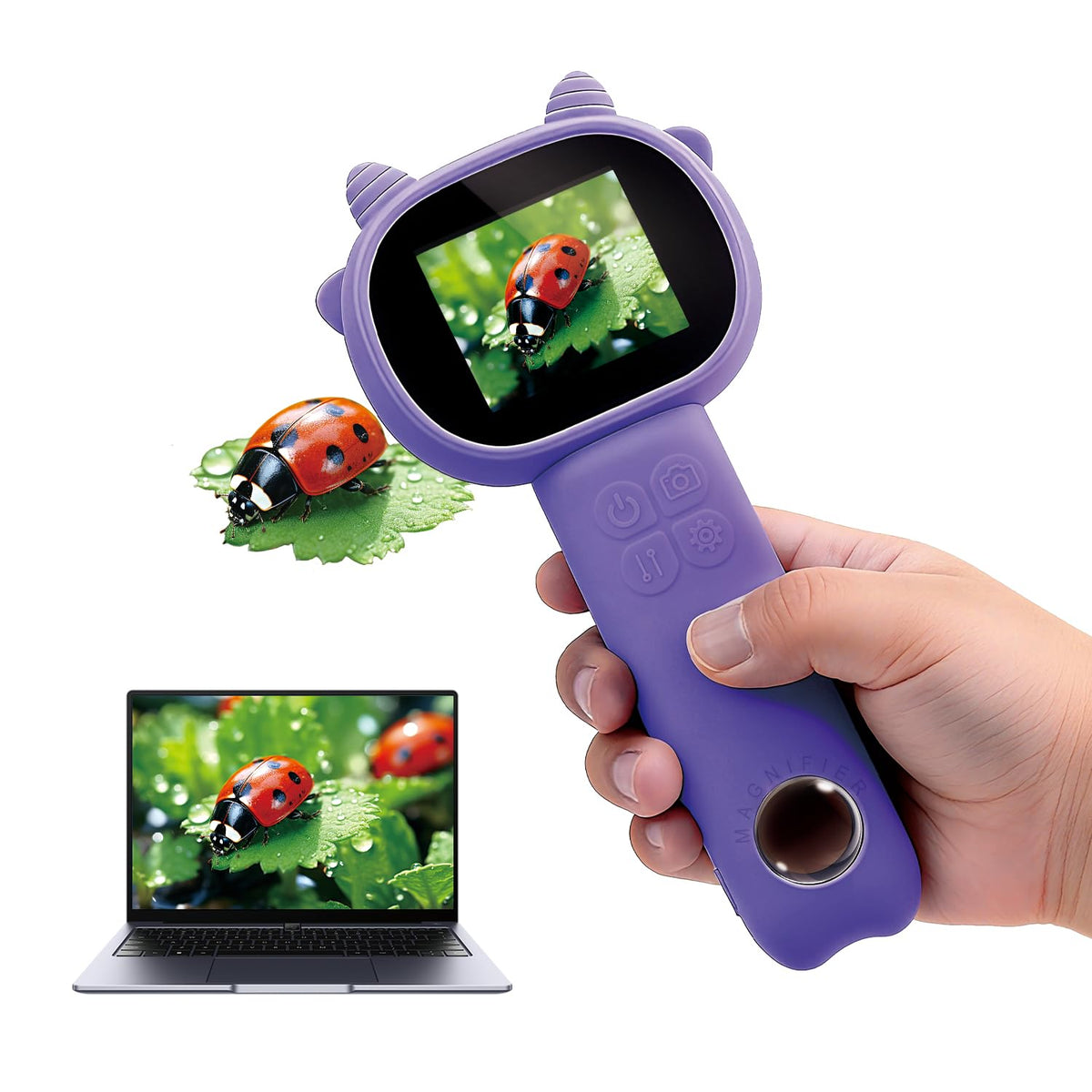 Microscope for Kids 500x Magnification,Mini Pocket Handheld Microscope with 2.0" Screen for Toddlers-STEM Educational Science Kit Toys for Boys Girls Aged 3-12 Christmas Birthday Gifts (Purple)