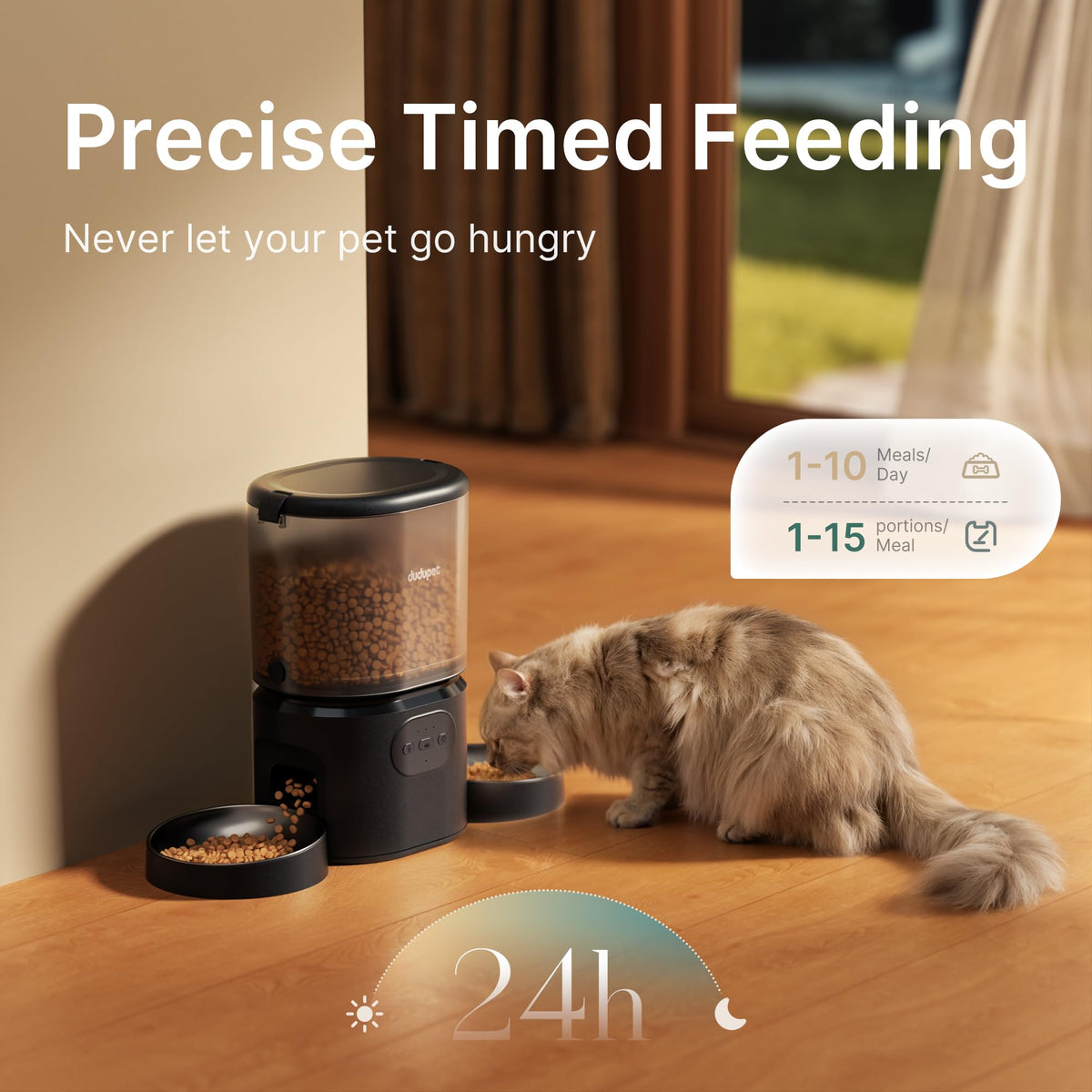 DUDUPET Automatic Cat Feeder for 2 Cats, Dual Cat Feeder with 5G WiFi APP