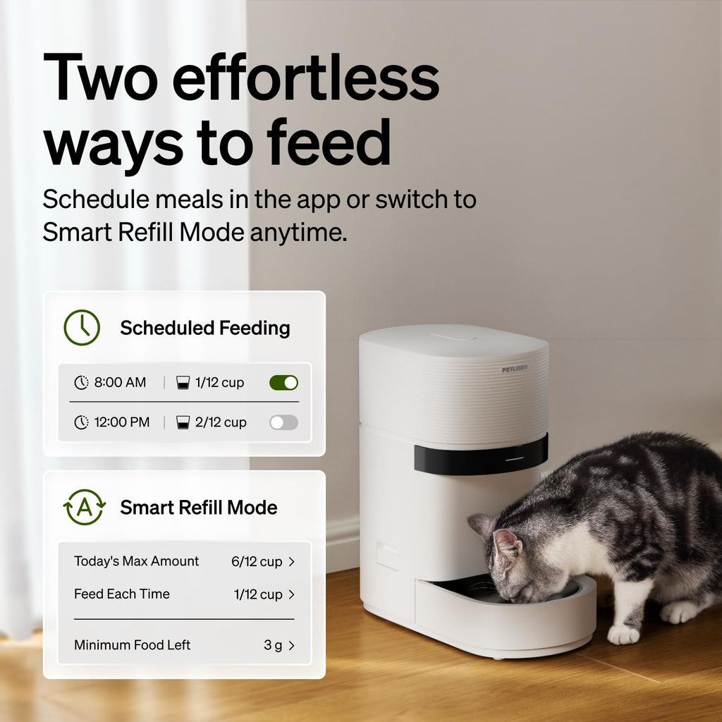 PETLIBRO Automatic Cat Feeder with Smart Scale, 5G WiFi Automatic Dog Food Dispenser with Dual Feeding Mode, 5L Pet Feeder with Low Food Sensor, Up to 10 Meals Per Day, Granary 2 White