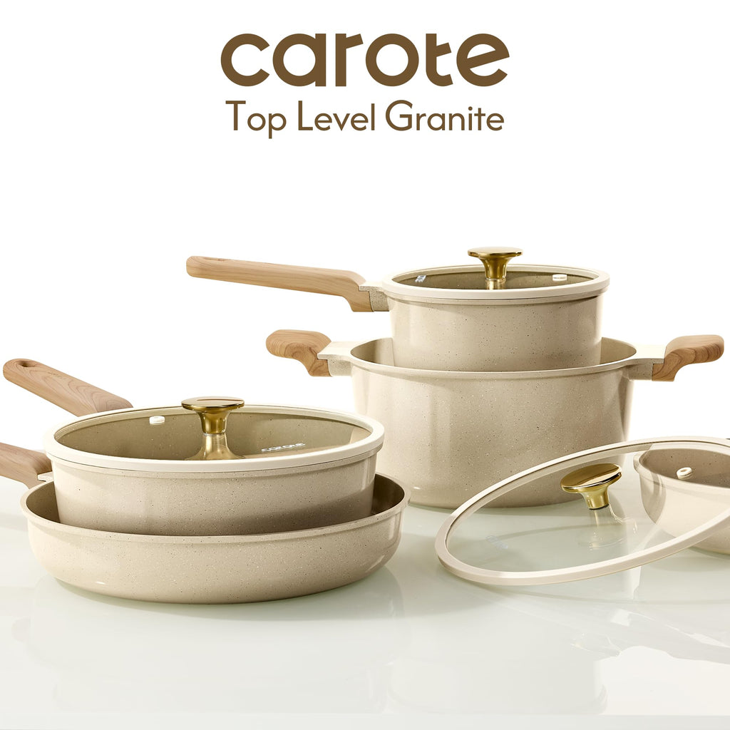 CAROTE Pots and Pans Set, Ceramic Cookware Set, 14pcs
