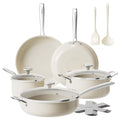Redchef Ceramic Nonstick Cookware Set,14pcs Pots and Pans Set Non Stick,Induction Cookware with Stainless Steel Handle,Non Toxic Kitchen Cooking Set,Dishwasher & Oven Safe,PFAS PFOA & PTFE Free