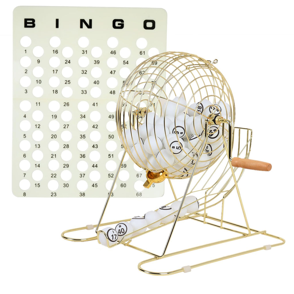 GSE Professional Bingo Game Set for Adults Large Groups, (Gold Cage)