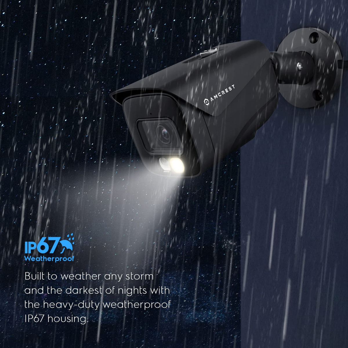 Amcrest UltraHD 4K (8MP) IP PoE AI Camera, FOV 129°, 49ft Color Nightvision, Security Outdoor Bullet Camera, Human & Vehicle Detection, Active Deterrent, 4K @15fps, IP8M-2796EB-AI (Black)