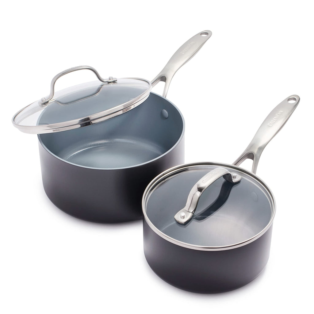 GreenPan Valencia Pro 2 Piece Ceramic Saucepan Set, 1.6QT & 3.3QT with Lids