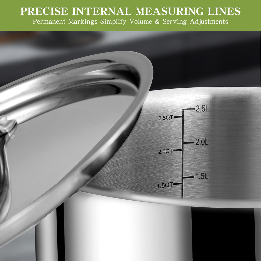 Triple Ply Stainless Steel Pots and Pans Set, EWFEN 12 Piece Induction Cookware Set, Oven Dishwasher Safe | Frying Pans, Saucepans, Saute Pan & Stock Pot, PFOA Free Kitchen Skillet