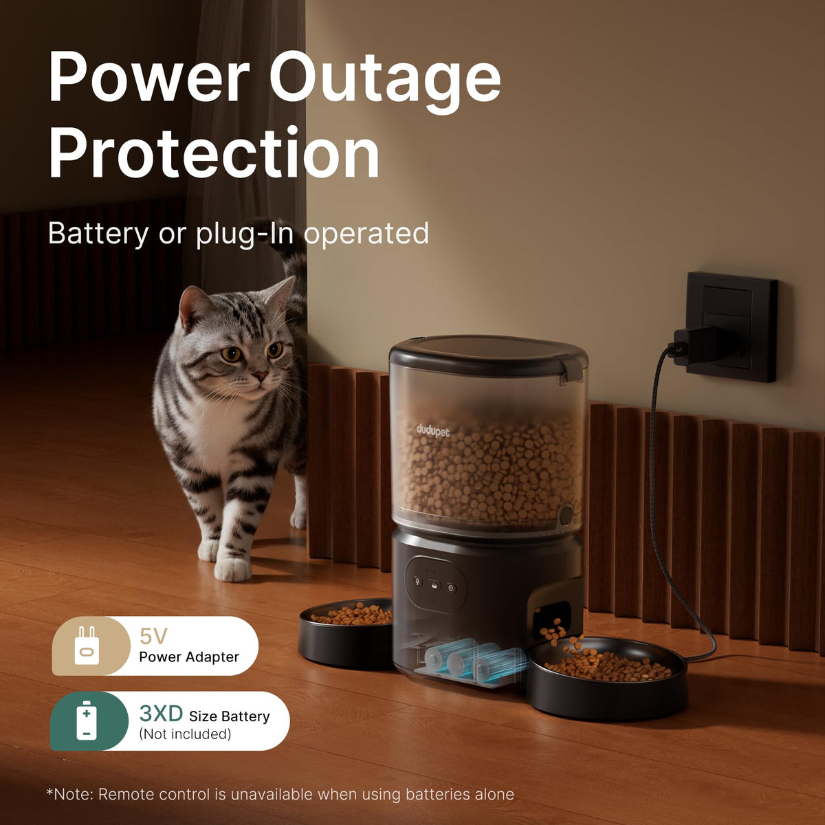 DUDUPET Automatic Cat Feeder for 2 Cats, Dual Cat Feeder with 5G WiFi APP