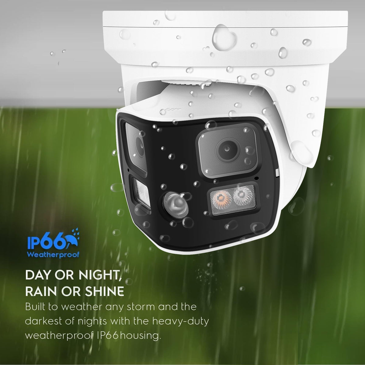 Real HD 8MP 4K Dual Lens PoE IP Security Camera with Metal Housing, 180 Degree Panoramic Wide Angle, Full Color Night Vision, H.265, IP66, NDAA Compliant