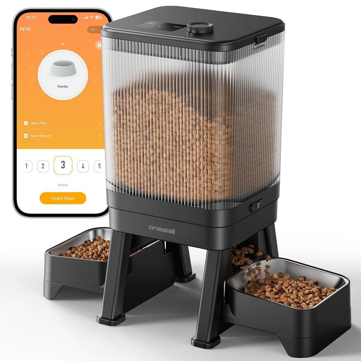 oneisall 5G WiFi Automatic Cat Feeder for 2 Cats, App Control, 32 Cups/7L