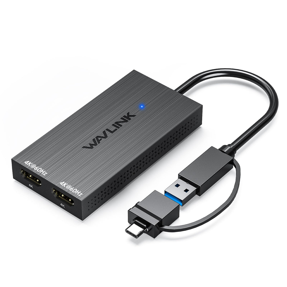 WAVLINK USB 3.0 & USB C to Dual HDMI Adapter 4K@60Hz for Dual Monitor, DisplayLink USB C HDMI Adapter for Apple Mac M1-M5/Macbook Neo, Windows 10/11, ChromeOS (No Linux/iPad/iOS/HDCP), Driver Required