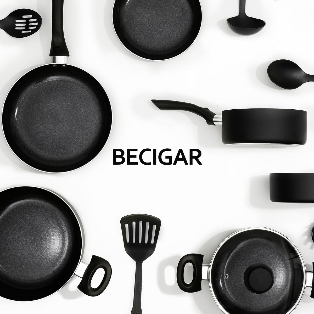 BECIGAR 8 Pcs Ceramic Pots and Pans Set