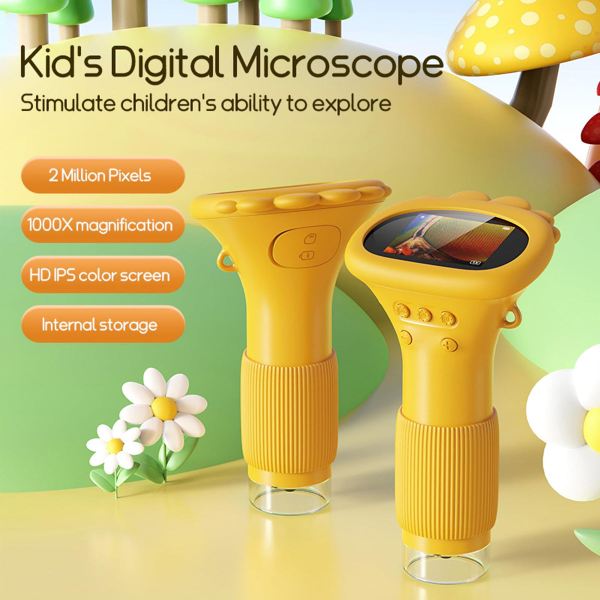 WINWEND Kids Microscope Pocket Microscope -1000X Portable Microscope for Kid | Photo and Video Mini Microscopes | 2'' Digital Little Scientist Microscopes for 3-10 Age Years Old Boys Girls Toys Gifts