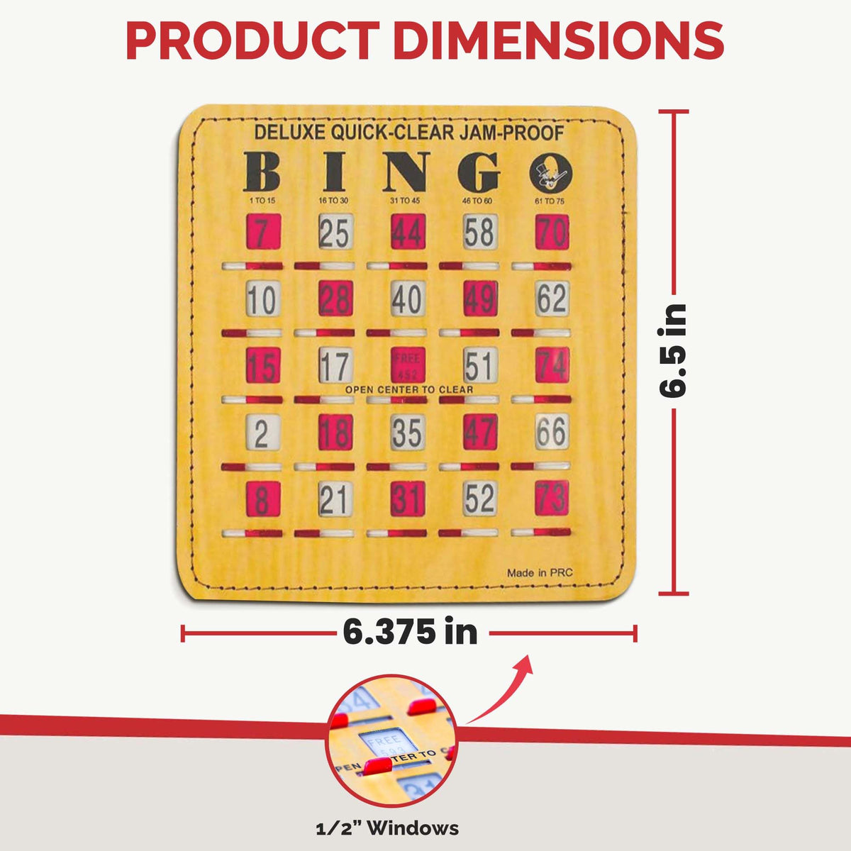 MR CHIPS Jam-Proof Quick-Clear Deluxe Fingertip Slide Bingo Cards with Sliding Windows 25 Pack in Woodgrain Style