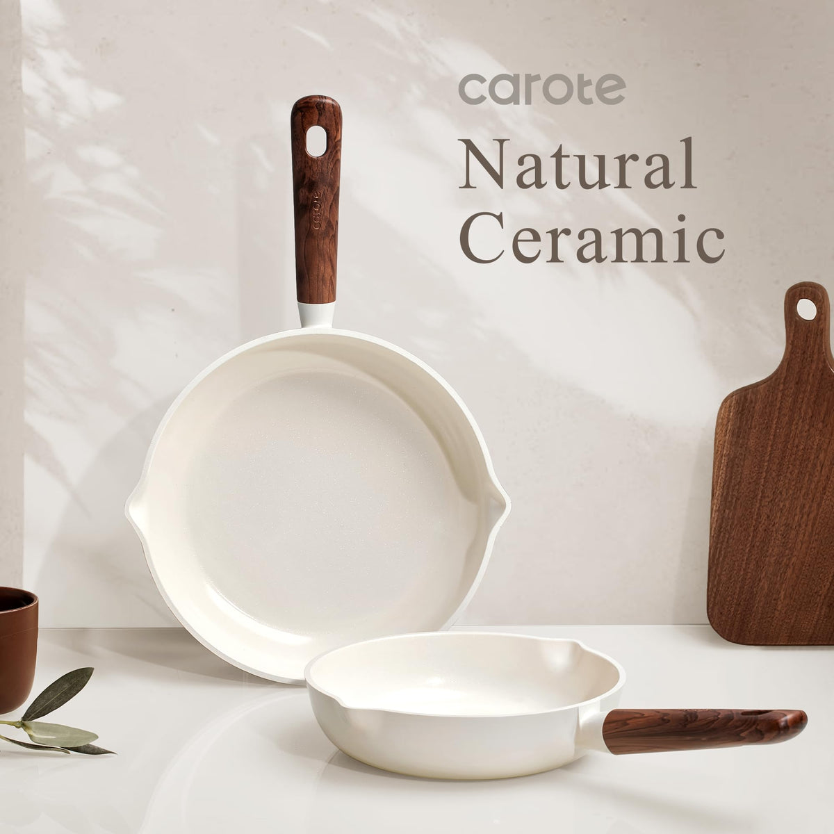 CAROTE Nonstick Frying Pans Skillets, 5 PCS Ceramic Coating Pans Set