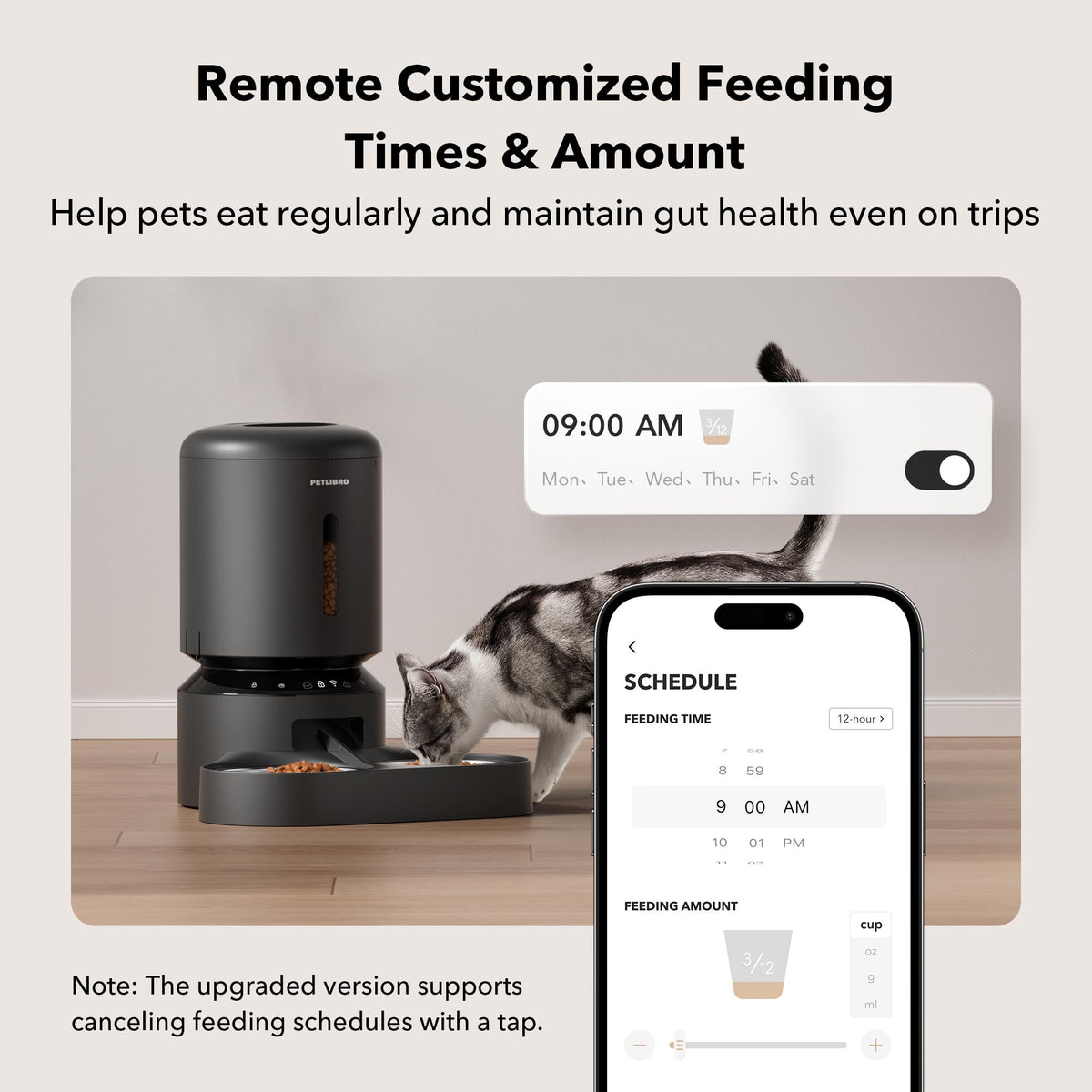 PETLIBRO Automatic Cat Feeder for 2 Cats, 5G&2.4G WiFi Pet Feeders, 5L Programmable Cat Food Dispenser with Airtight Lock-Fresh Technology, Dual Stainless Steel Bowls, Low Food Sensor