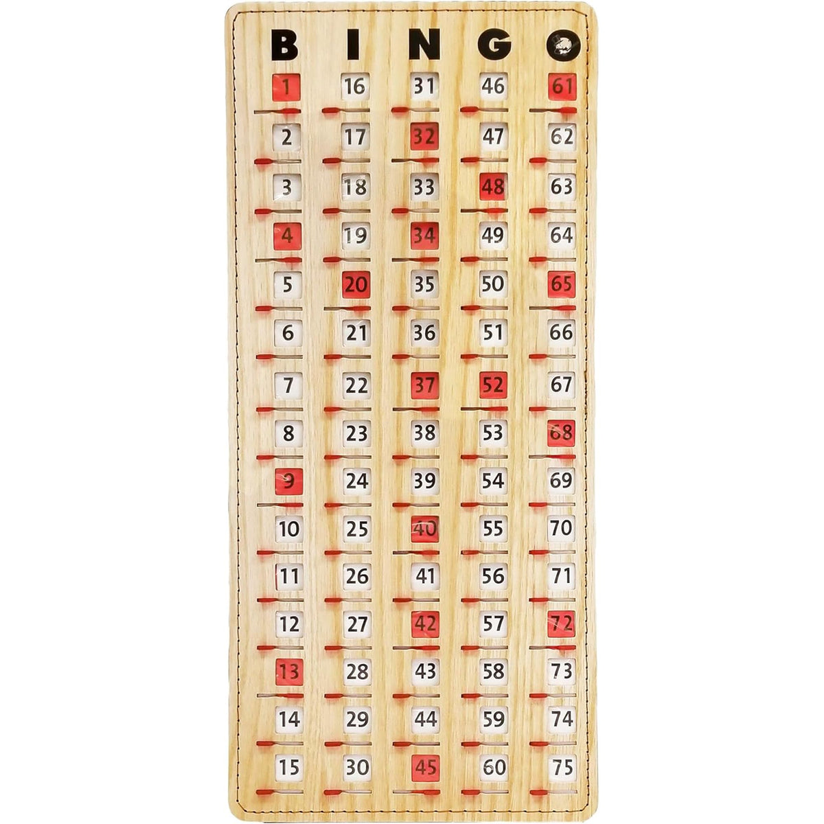 MR CHIPS Large 14.75" L x 6.75" W Jam-Proof Finger Tip Bingo Master Board Card with Large 3/4" Sliding Windows, Thick 5 Ply Cardboard, Tan Woodgrain Style, Perfect for Tracking Bingo Games