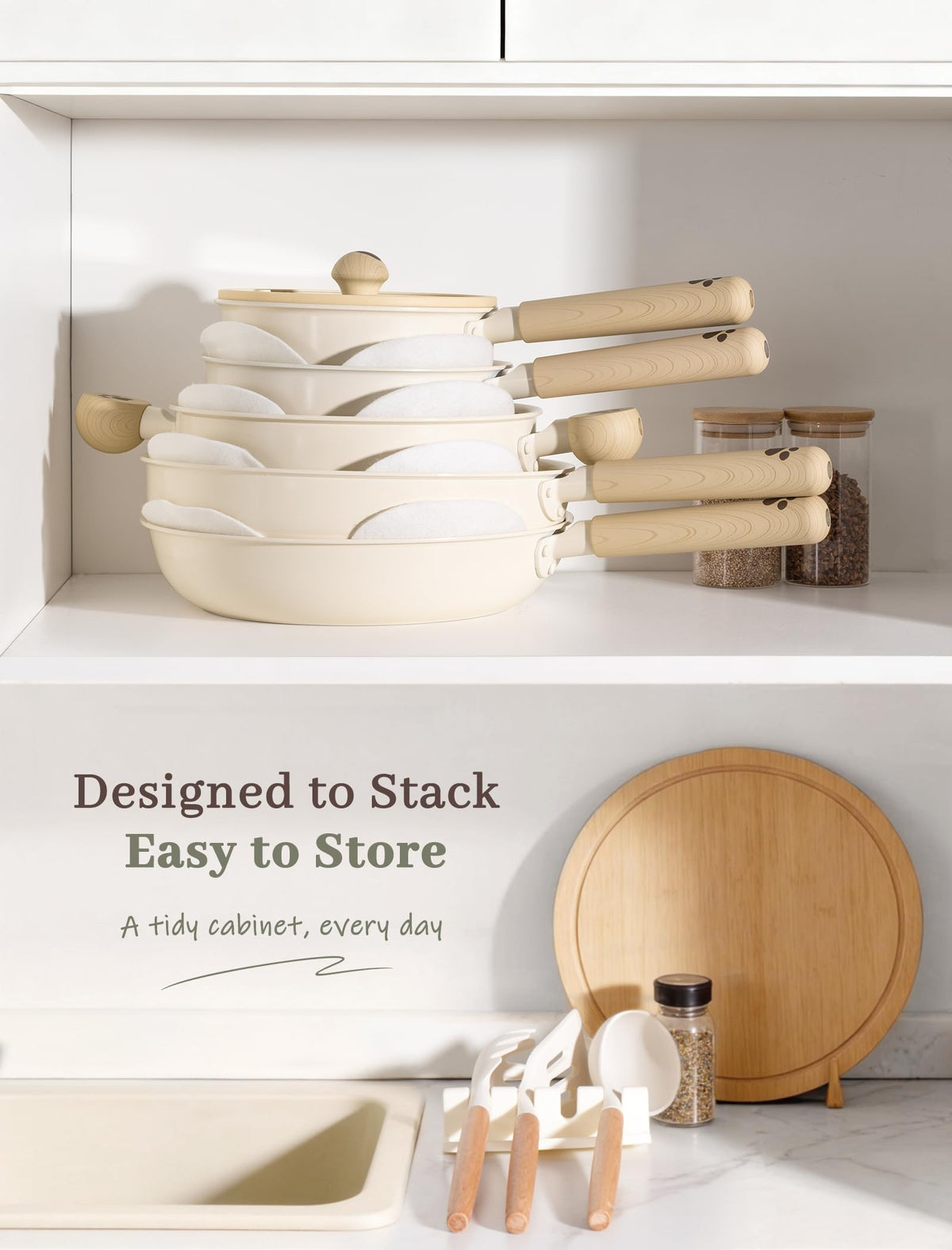 Astercook Pots and Pans Set Non Stick,Non Toxic 18 Pcs Ceramic Cookware
