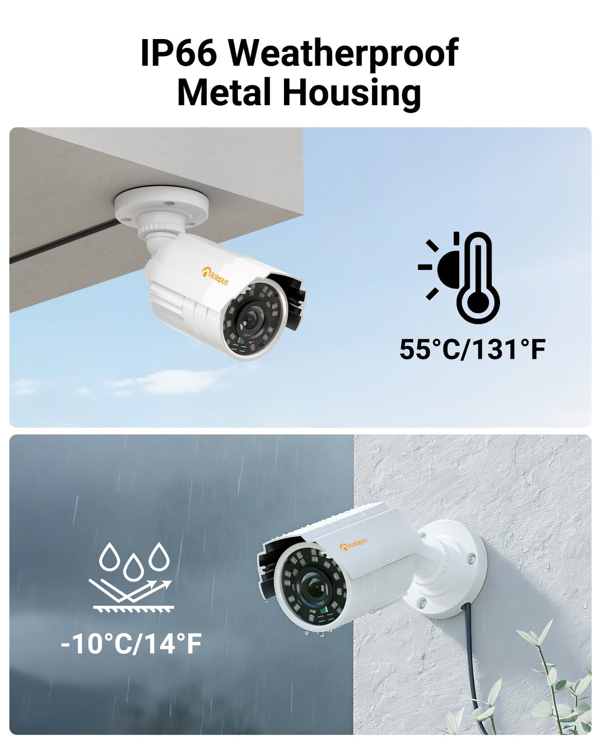 Anlapus 4 Pack 1080P HD Security Cameras, IP66 Weatherproof, 80ft Night Vision, 2MP Indoor Outdoor Home CCTV Bullet Camera for 1080P/5MP/4K Analog Surveillance DVR System