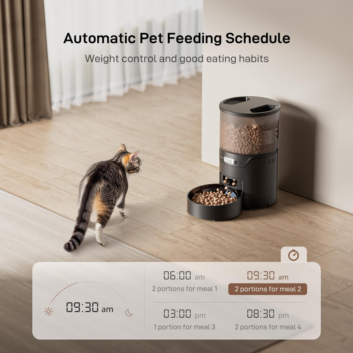 IMIPAW PET Automatic Cat Feeder: 3L Auto Food Dispenser with Timed Feeding| 6 Meal Programmable& 1-20 Portion Precise Control- Easy to Clean & Setup for Cat Indoor| Desiccant Bag Keep Food Fresh