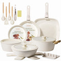Ceramic Cookware Set Non Stick 23Pcs Pots and Pans Set Non Toxic with Detachable Handle Induction Kitchen Cookware Set Space Saving, Oven & Dishwasher Safe, Cream