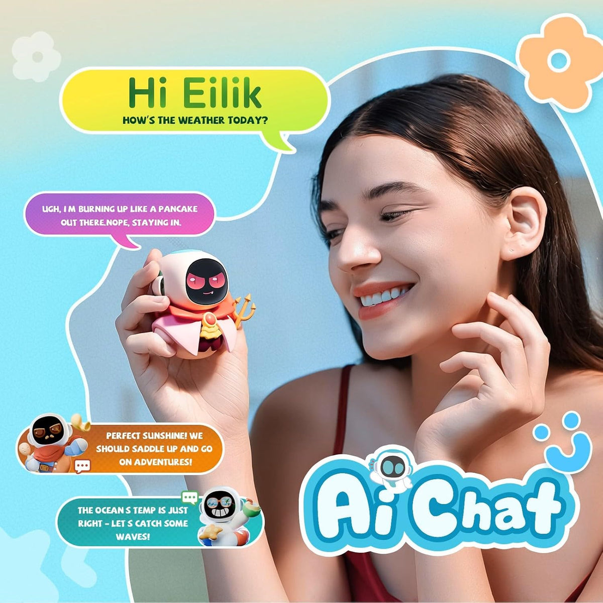 Eiliko – Your Tiny Companion Robot | AI Conversations, Expressive Faces & Living Personalities | Wearable Character Charm from the Eiliko Universe for Couples & Friends