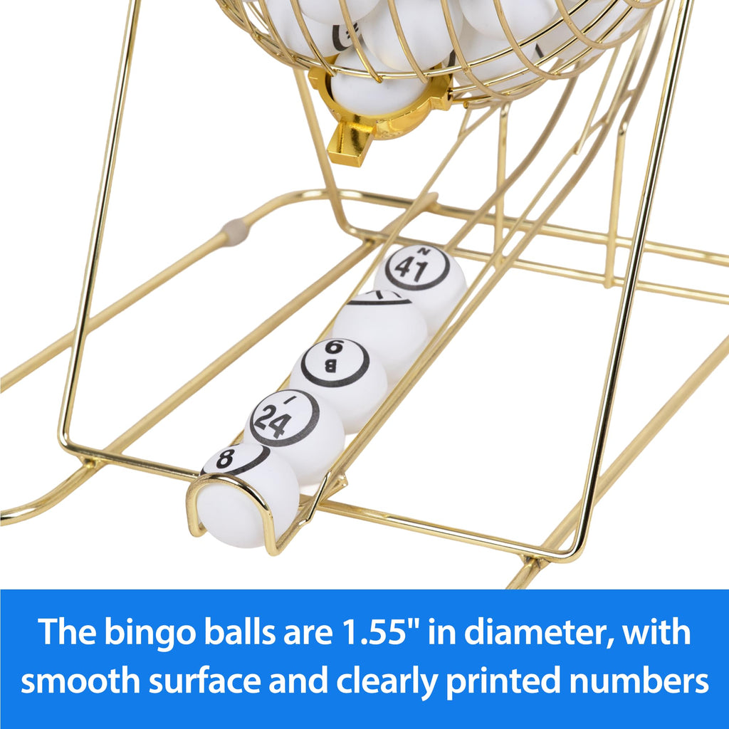 GSE Professional Bingo Game Set for Adults Large Groups, (Gold Cage)