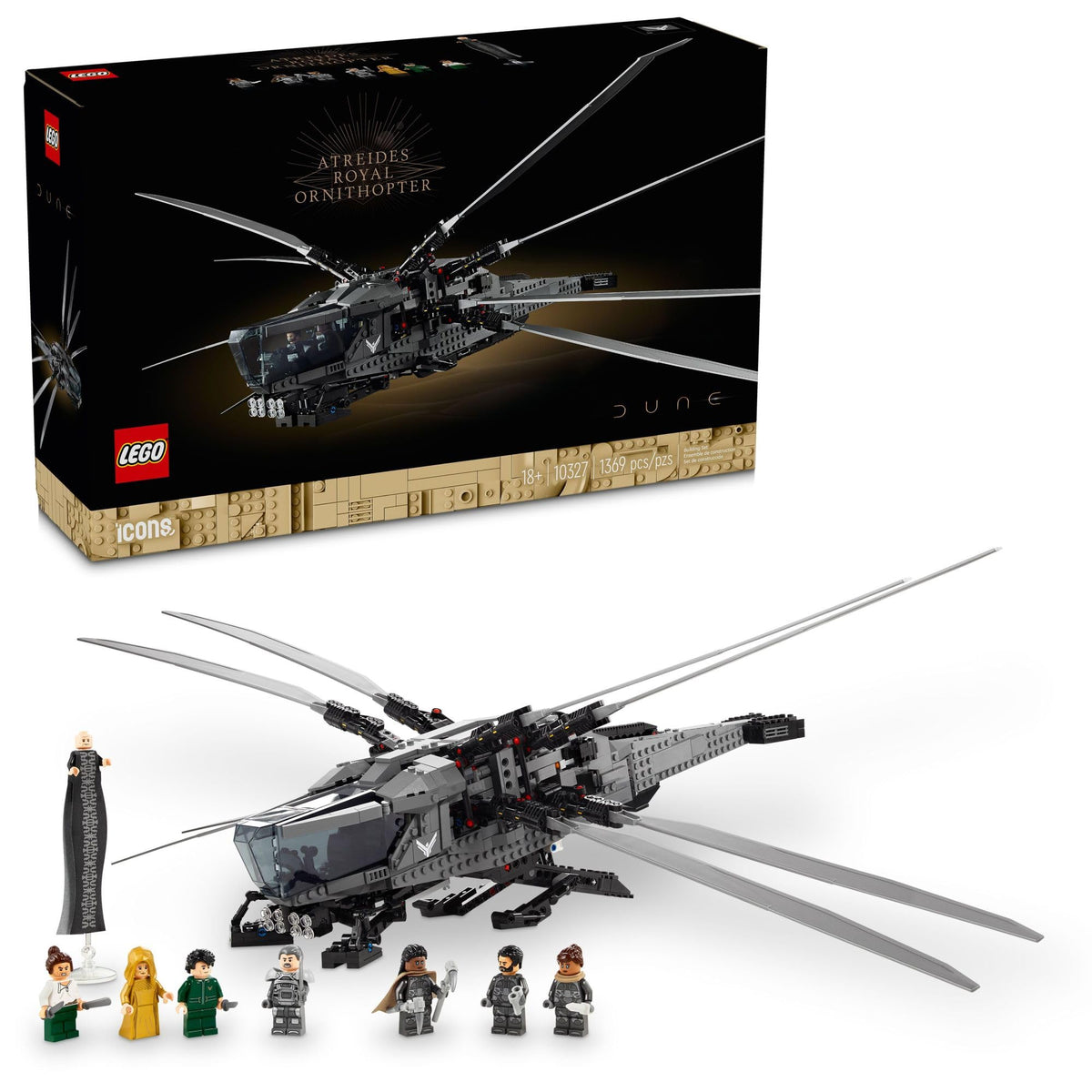 LEGO Icons Dune Atreides Royal Ornithopter 10327, Collectible Dune Inspired Model for Build and Display, Adult Gift Idea for Sci-Fi Movie Fans, 8 Minifigures