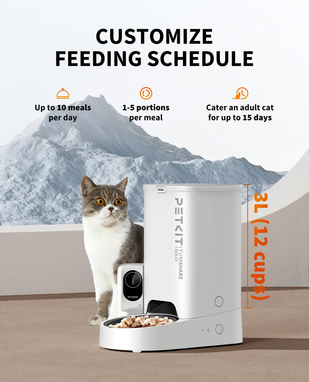 PETKIT Automatic Cat Feeder with Camera, 1080P HD Video with Night Vision, 2.4G WiFi Pet Feeder for Cat & Small Dog, 2-Way Audio & Meal Call Pet Food Dispenser with Desiccant Bag, Motion Capturing