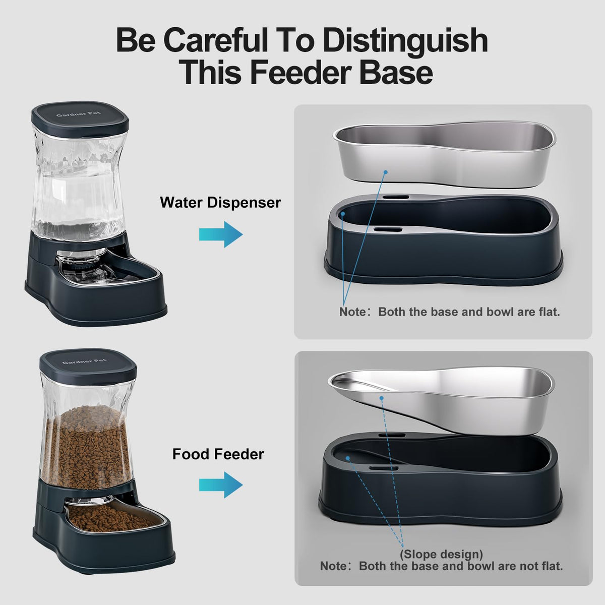 Automatic Dog Water Dispenser & Feeder Food Set, 304 Stainless Steel Bowls