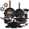 CAROTE 21pcs Ceramic Cookware Set, Pots and Pans Set