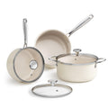 Redchef Stock Pot Set with Lid 5Qt, Ceramic Saucepan Set 2.5/3.5Qt, Induction Cooking Pot Set, Nonstick Cookware Set For Stoves, Even Heat, Stay-Cool Handle, Oven/Dishwasher Safe, PFAS Free (Beige)