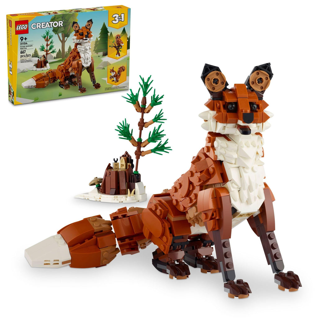 LEGO Creator 3 in 1 Forest Animals Red Fox Toys - Building Toys for Kids, Boys & Girls, Ages 9+ - W/ 3 Building Options into Fox, Owl, or Squirrel - Gift for Birthdays - 31154