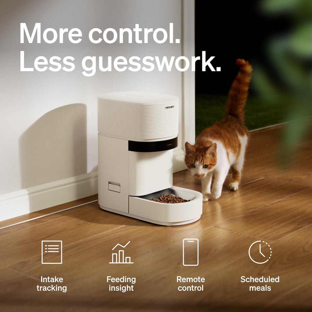 PETLIBRO Automatic Cat Feeder with Smart Scale, 5G WiFi Automatic Dog Food Dispenser with Dual Feeding Mode, 5L Pet Feeder with Low Food Sensor, Up to 10 Meals Per Day, Granary 2 White