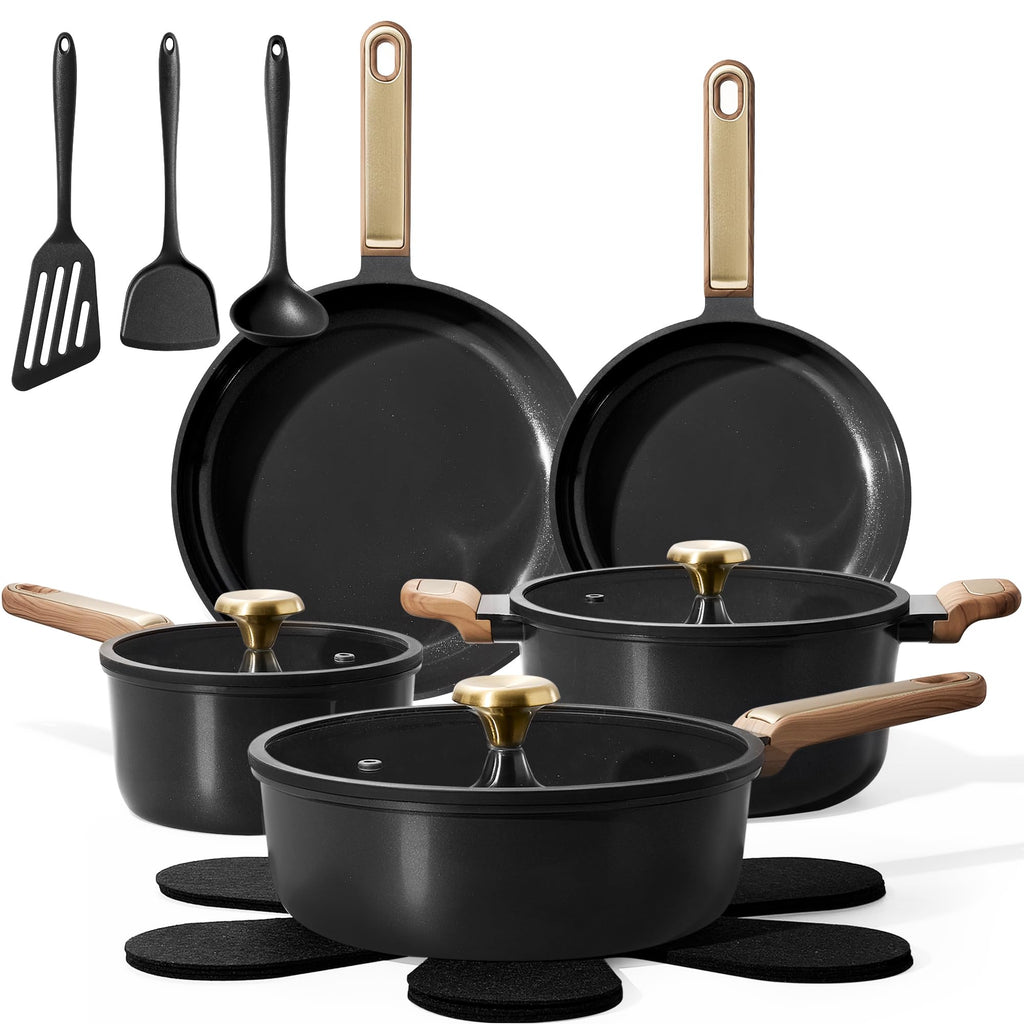 CAROTE Ceramic Cookware Sets, Pots and Pans Set, 16pcs