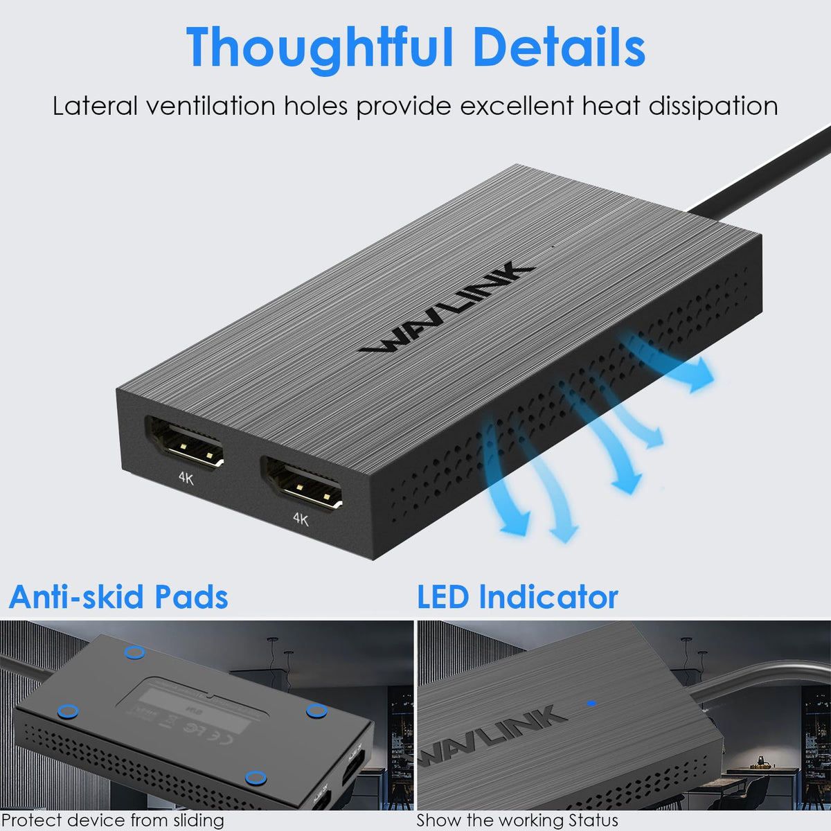 WAVLINK USB 3.0 & USB C to Dual HDMI Adapter 4K@60Hz for Dual Monitor, DisplayLink USB C HDMI Adapter for Apple Mac M1-M5/Macbook Neo, Windows 10/11, ChromeOS (No Linux/iPad/iOS/HDCP), Driver Required