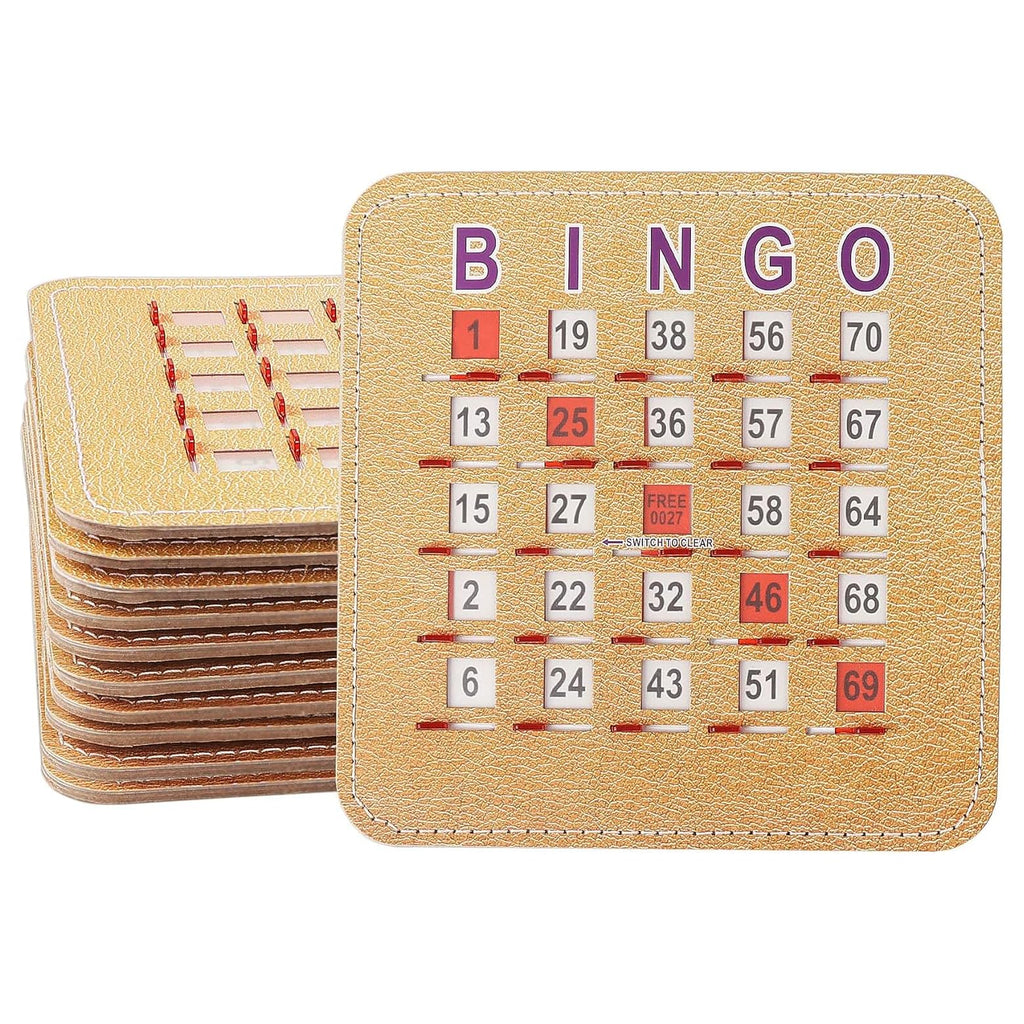 GSE Bingo Game Cards, 10-Pack Reusable Shutter Bingo Cards