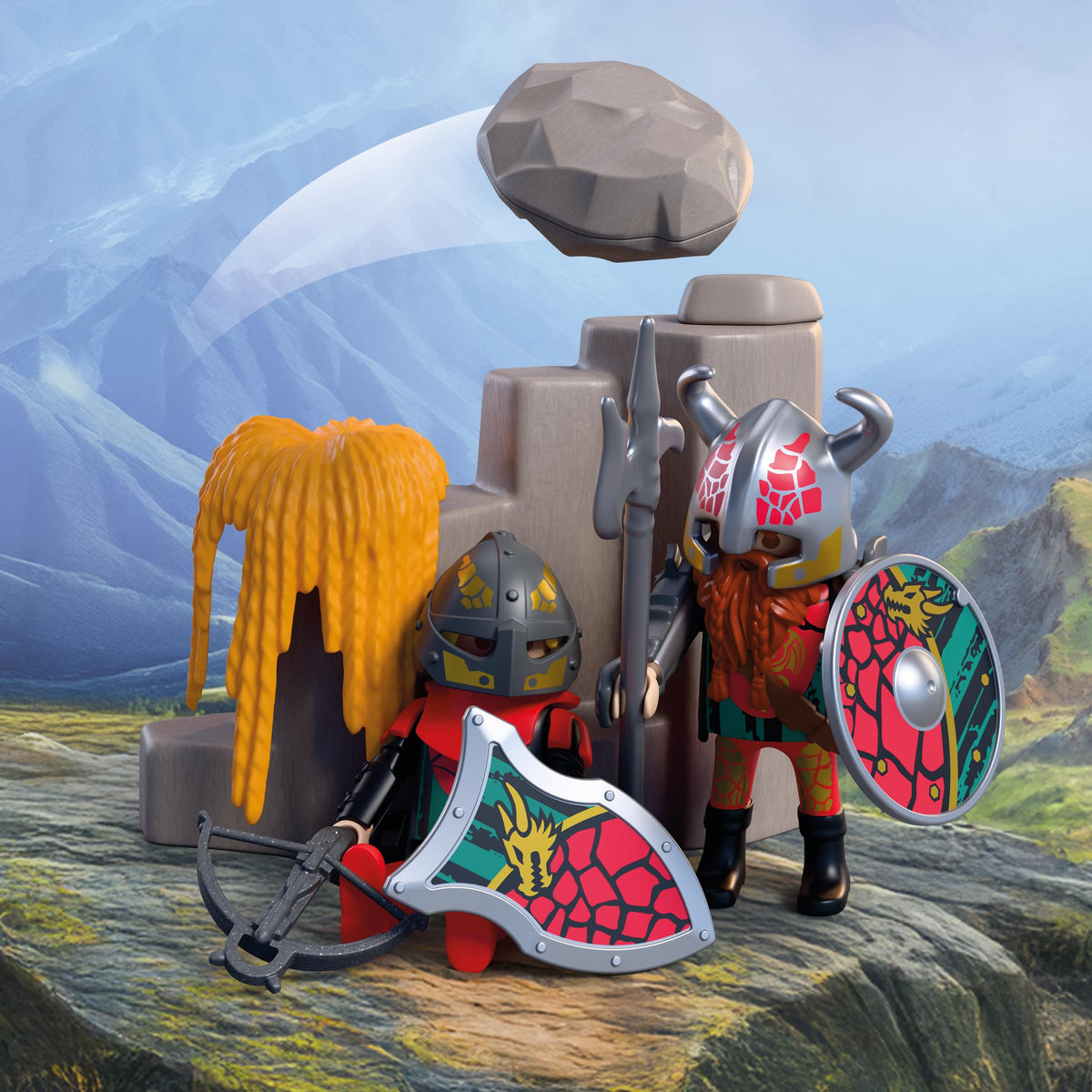 Playmobil | Knights | Dragon Knight Catapult | Stone Catapult with Firing Function and Rock Wall | Knights Toy for Children Aged 4+ | 72117