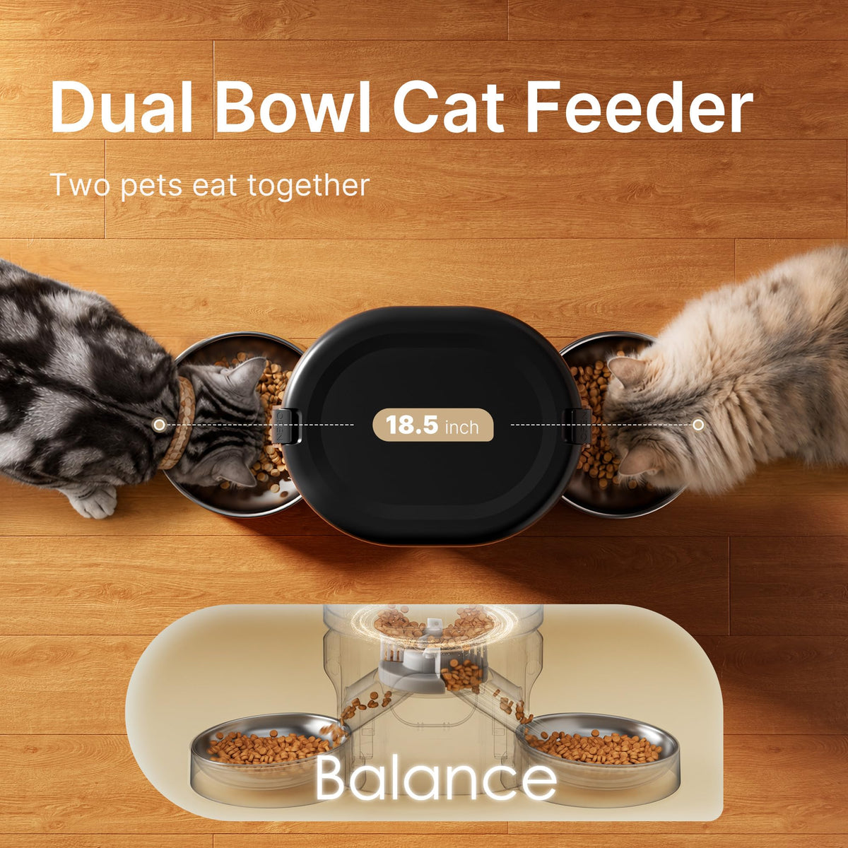 DUDUPET Automatic Cat Feeder for 2 Cats, Dual Cat Feeder with 5G WiFi APP