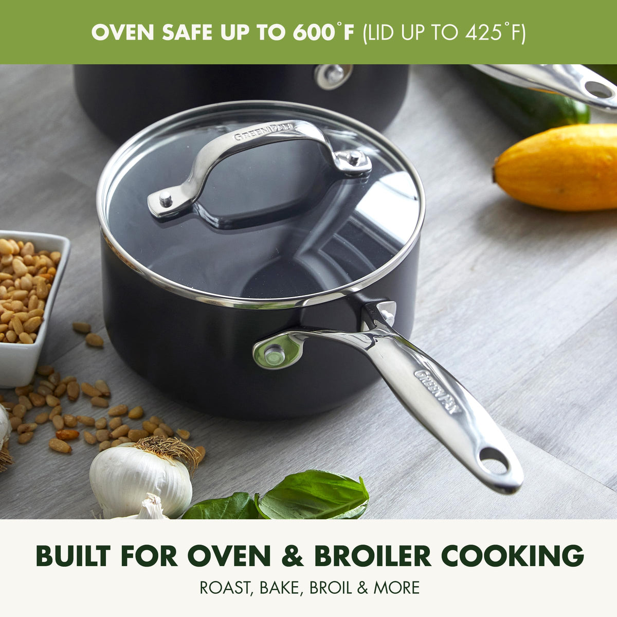 GreenPan Valencia Pro 2 Piece Ceramic Saucepan Set, 1.6QT & 3.3QT with Lids